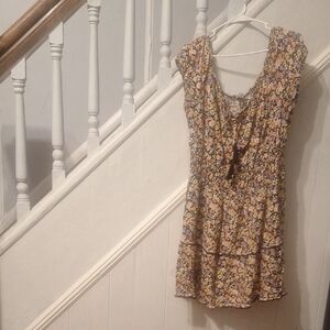 Floral Tiered Sleeveless Women's Top - Yellow Floral